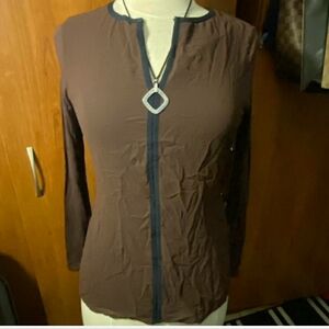 Elegant Brown Long Sleeve Top